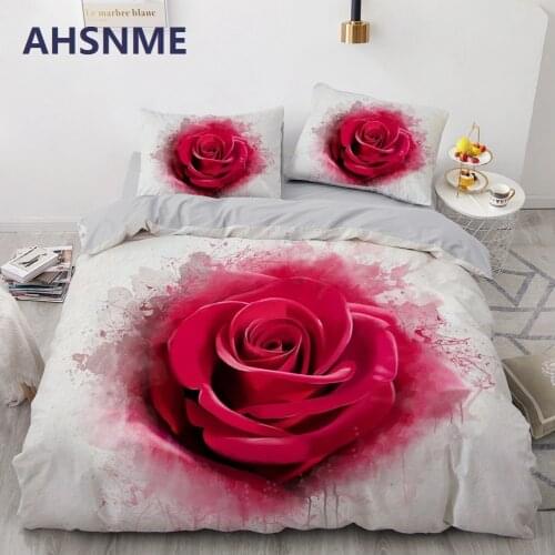 3D Flower Bedding Set Custom Single Double King Size 3PCS Duvet Cover Set Comforter Quilt Pillow Case Rose Bed Set Microfiber