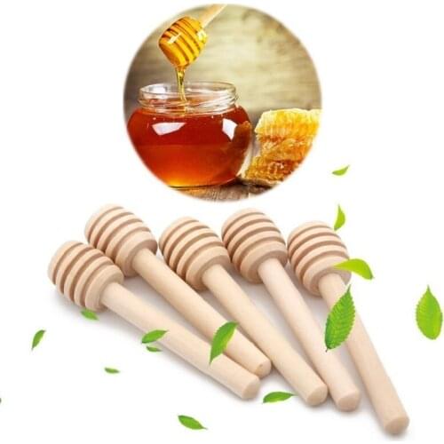 100Pcs/Lot 8cm Long Handle Wood Honey Stir Bar Practical Honey Mixing Stick Jar Spoon Supplies For Coffee Milk Tea Kitchen Tool