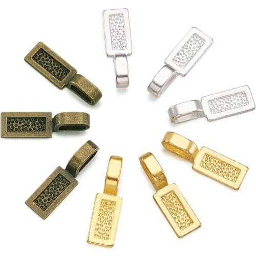 60pcs/set Tibetan Style Alloy Glue-on Flat Pad Bails Rectangle For Jewelry Bracelet Necklace Pendant Making DIY Findings