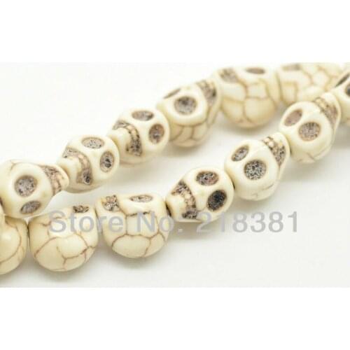 80pcs(2 strands) White Skull Howlite Turquoise Loose Beads 10x10mm Findings Wholesale