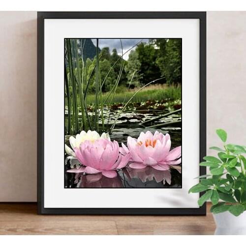 Diamond Embroidery Flower Lotus Full Display 5D DIY Cross Stitch Rhinestones Full Square Diamond Painting Decor Home Gift