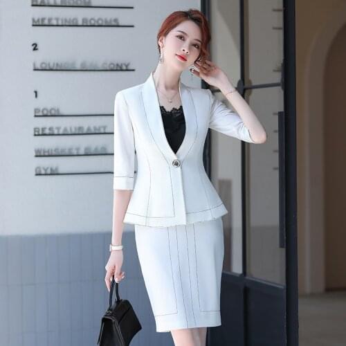 Formal Women Business Suits Half Sleeve Spring Summer Office Work Wear Career Business Clothing Set Ladies Professional Blazers