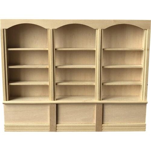 Wood Unfinished 1:12 Dollhouse Miniature Bookshelf Cube Bookcase Model