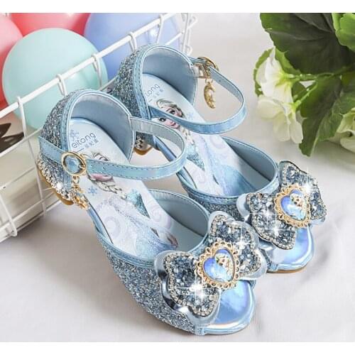 Girls Party Shoes Princess Sandals Leather Glitter Crystals Rhinestones Knot Kids Shoes Elsa Sandals Children Christmas gift