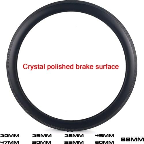ELITEWHEELS 700c V Brake Carbon Rims Crystal Polished Brake Surface 25/27mm Width Tubular Clincher Tubeless For Bicycle Wheelset