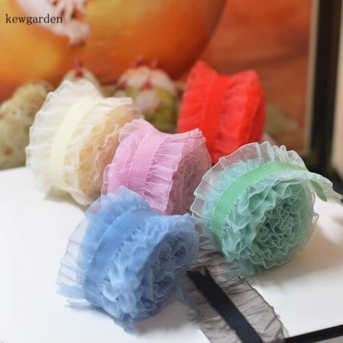 Kewgarden 1" 25mm Velvet Organza Bouncy Ribbon DIY Hairband Accessories Satin Ribbons Handmade Tape Packing Webbing 10 Yards