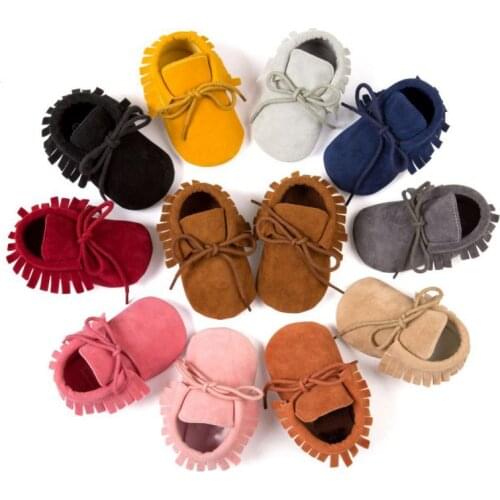 2019 Baby Shoes Soft Sole Crib Sneaker Prewalker Toddler First Walker Fringe Non-slip PU Suede Leather Kid Shoes