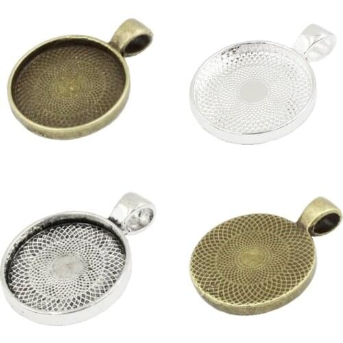 20mm Round Pendant Tray Cameo/Glass/Cabochon Frame bezel Settings, Zinc Alloy Pendant 20pcs/lot (K05148)