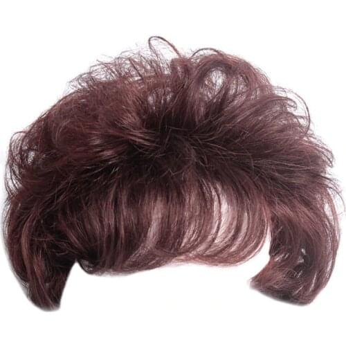 MANWEI Curly Weave Human Hair Clip In Hair Extensions Natural Black Brown Hair with Bangs Toupees Whole top Hairpieces