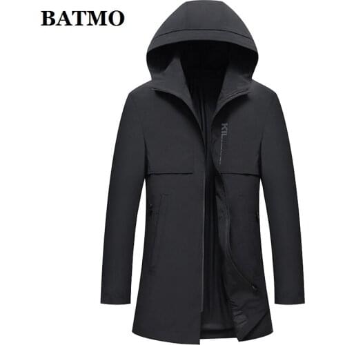 BATMO 2021 new arrival spring high quality hooded trench coat men,male hooded jackets ,plus-size 8205