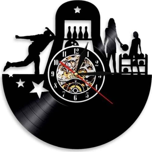 Bowling Sports Wall Clock Bowling Club Wall Decor Vinyl Art Vinyl Record Clock Personalized Bowlers Clock Bowling Lovers Gift
