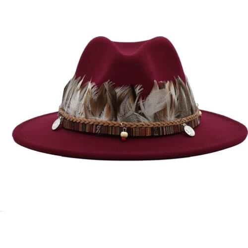 New Fashion Wool Felt Fedoras Women Panama Hat Buckle Jazz Trilby Cap Party Fedoras Cowboy Hat Black Khaki F2