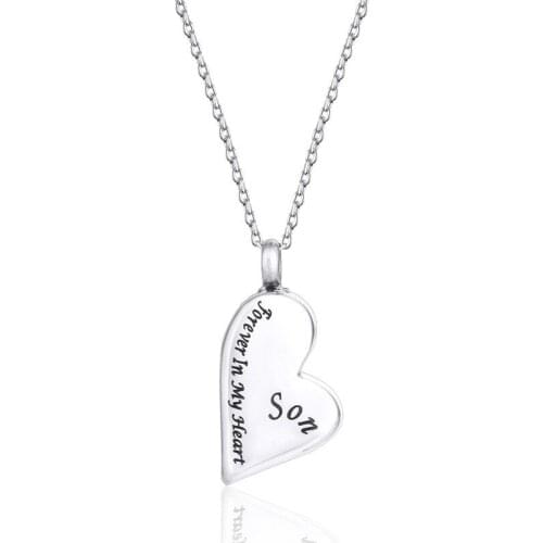 RIR Unique Design Heart Shape Cremation Necklace Stainless Steel Son Forever In My Heart Keepsake Memorial Urn ashes Necklaces