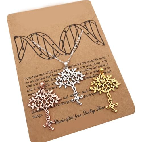 Tree of Life S925 Sterling Silver Necklace DNA Pendant Handcrafted Elegant Jewelry Birthdays Romantic Gift for Women LB