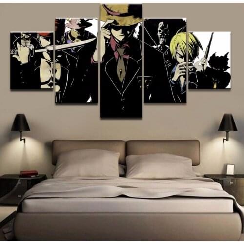 5 pieces One Piece Posters Prints Painting Animation Wall Pictures Modular Canvas Art For Living Room Home Decor