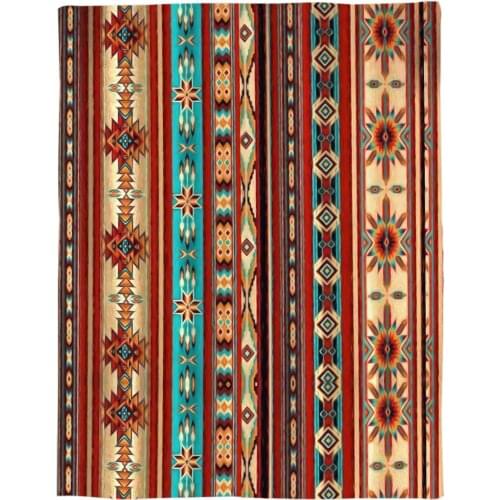 Bohemian Art Geometric Graphics Throw Blanket Portable Soft Bedspread Microfiber Flannel Blankets for Beds