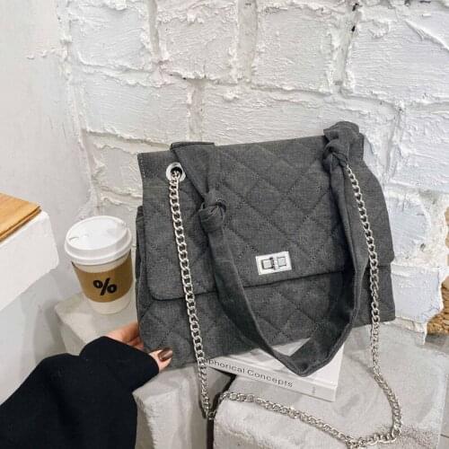 Simple Style Denim Crossbody Bags for Women 2020 Winter Trend Branded Shoulder Bag Lady Handbags Female Trending Chain Hand Bag