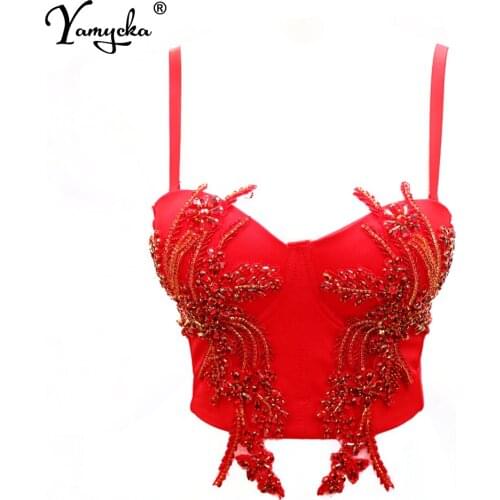 Sexy Sequin bustier corset crop top women summer halter party tank y2k top push up bra clubwear off shoulder Cropped womens tops