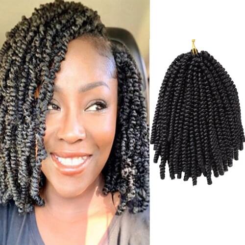 8inch Crochet Hair Spring Twist Hair Passion Twist Crochet Braids Synthetic Braiding Hair Extensions 30Roots Blue Green Brown