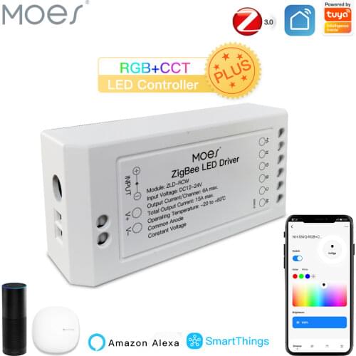 Moes New ZigBee 3.0 Smart Dimmer Module Swtich RGB CCT for LED Strip Smart Life Tuya App Control with Alexa Echo Goolge Home