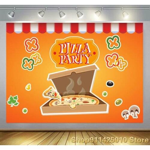 Happy Pizza Party Boy Birthday Decoration Photography Studio Customize Backgrounds Photo Table Room Walls Vinyl Backdrop Cloth
