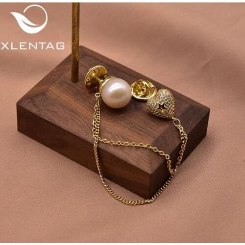 Xlentag Natural Baroque White Pearl Edison Heart-Shaped Brooch 2021 Women Wedding Party Gift Luxury Fashion Fine Jewelry GO0374A