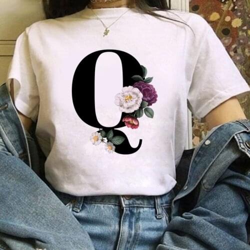 Tshirt Women Fashion Harajuku Casual Summer Tops Ladies T Shirt 26 English Alphabet Print 90s harajuku New Female T-Shirt 2021