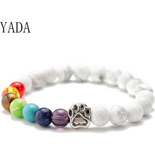 YADA Gifts Luxury Cat Dog Paw Bracelets&Bangles For Women Distance Chakra Bracelets Crystal Jewelry Rainbow Bracelet BT200100