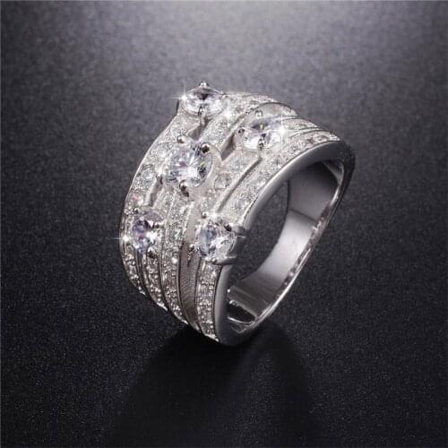 Brand high quality Authentic 925 Sterling Silver rings Pave Simulated Diamond European Couple ring Women men jewelry style