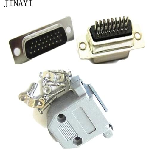 10pcs DB26 26 pin HDB26 male female 3 Rows Welding with Plastic cover Connector Socket Adapter