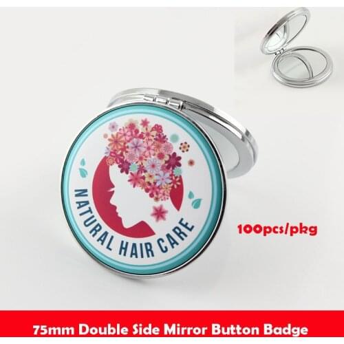100pcs 75mm Advertising Folding Double side Printing mirror Button badges round mirror tin button badge blanks Material