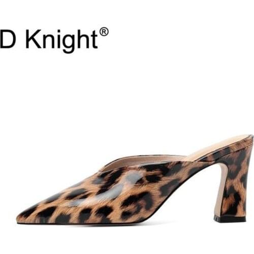 Fashion Zebra Print High Heel Outsides Lady Slides Luxury Brand Beach Mules Shoes 2020 Summer Leopard Pointed Toe Women Slippers