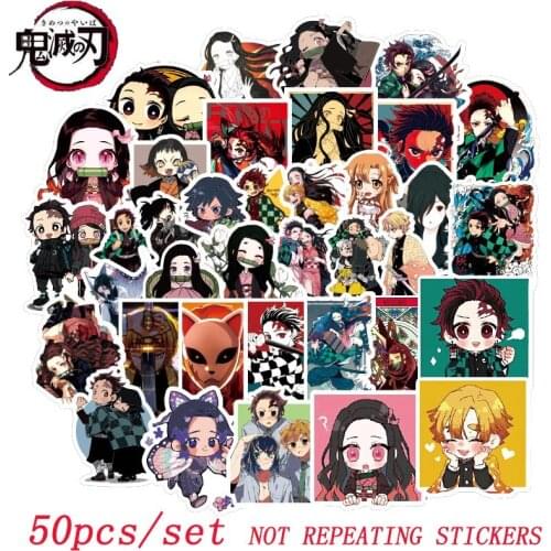 50pcs Demon Slayer Kimetsu No Yaiba Kamado Tanjirou Cosplay Sticker DIY Crop Prop Accessories
