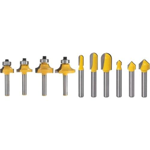 Promotion! 4Pcs 1/4 Inch Shank Round Over Router Bits Corner Rounding Edge-Forming Edging Tool Set & 1 set 1/4 Shank Router Bits