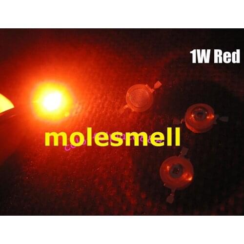 Free shipping 1000pcs 1watt Red High Power 1W red LED Lamp Light ultra Bright led beads 50-60LM