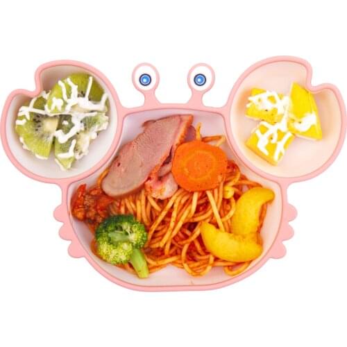 Baby Feeding Food Tableware Cute Cartoon Crab Kids Dishes Children Eating Dinnerware Anti-hot Plate Baby Divided Training Bowl