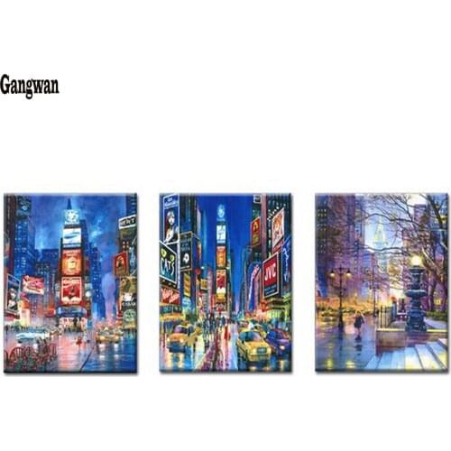 DIY Diamond Painting city Scenery Multi Collages 3pcs Handmade Gift Full Square round Diamond Embroidery Night Street Pattern