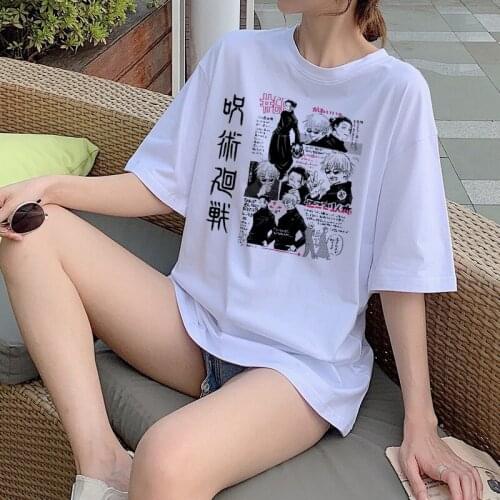 Summer new gothic style Japan Harajuku anime spells return to war print unisex plus T-shirt street clothing short sleeve 2ky