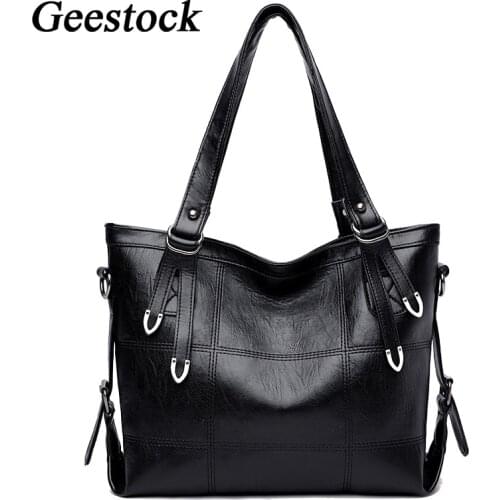 Geestock Women Vintage Handbag PU Leather Shoulder Bag Large Capacity Luxury Top-handle Crossbody Bag Lady Pouch Phone Pocket