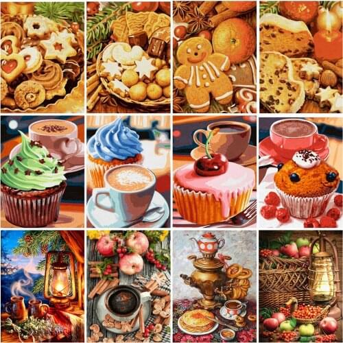 HUACAN Oil Painting By Number Coffee Hand Painted Paintings Art Food Drawing On Canvas Gift DIY Pictures By Numbers Home Decor