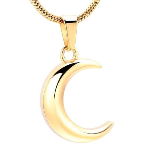 IJD12833 Stainless Steel Memorial Crescent Moon Urn Pendant Love Human Cremation Jewelry Ashes Necklace Pet Vial