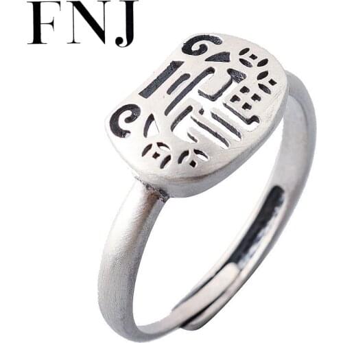 FNJ Cute Tiger Ring Vintage 925 Silver New Original S925 Sterling Silver Rings for Womem Jewelry Adjustable size
