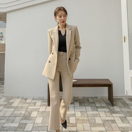Spring and autumn thick Korean fashion professional suit high-end business suits ladies temperament waist stylish suit two-piece