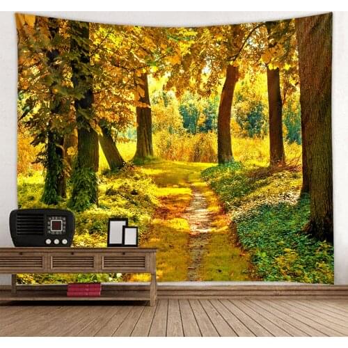 Lingxia-tree-lined avenue beautiful forest print tapestry soft and easy to print wall decoration hanging cloth