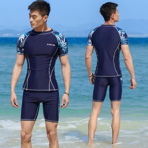 Short Sleeve Swimsuit Man Shirt+Shorts Plus Size Swimwear High Waist Sailing Clothes Drysuit Bathing Suits Rashguard New Arrival