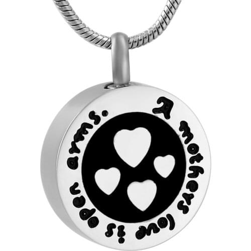 IJD9578 Trendy&Classic Round Shape Stainless Steel Memorial Ash Keepsake Cremation Jewelry Pendant Necklace Women Man for Mom