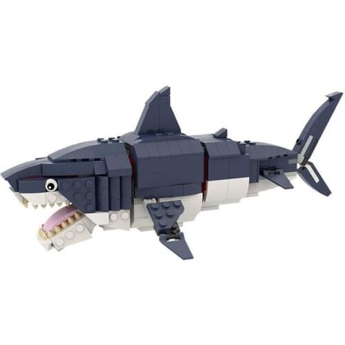 Modular Megalodon Building Blocks Ocean Animal Prehistoric Shark Model Bricks Constructor Toys For Educational Kids Gifts