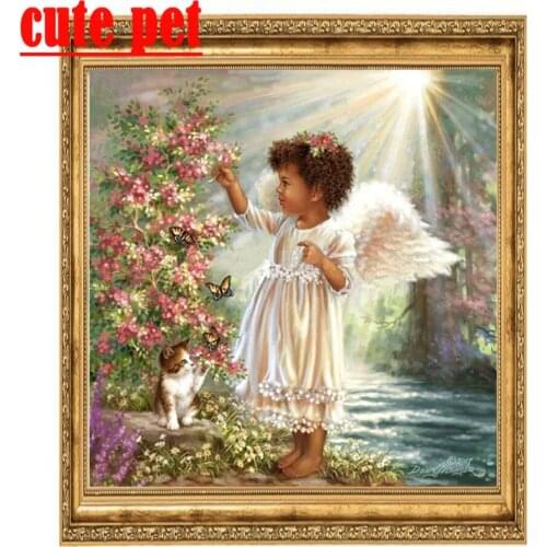 Cute pet 5d mosaicDiy art embroidery Child angel Diamond Painting full diamond home wall decoration inlaid diamond oil painting