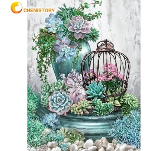 CHENISTORY Framed Painting By Numbers Flower Oil Paints Kits Modern Home Wall Art Pictures HandPainted Diy Gift Acrylic Pigment