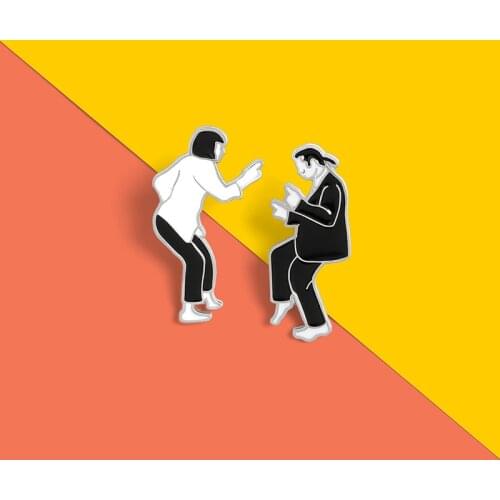 Pulp Fiction Enamel Pin Set Swing Dance Black White Movie Role Brooches Bag Clothes Lapel Pin Badge Jewelry Gift for Pulp Friend